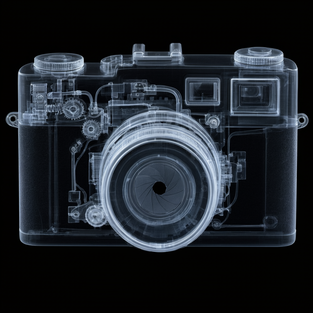 a vintage rangefinder camera after /xray