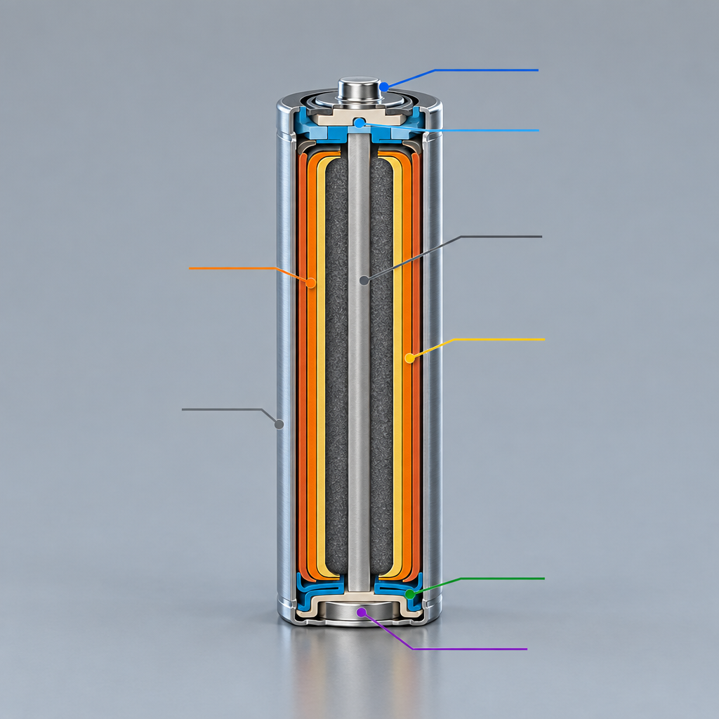 a cylindrical battery cell after /crosssection