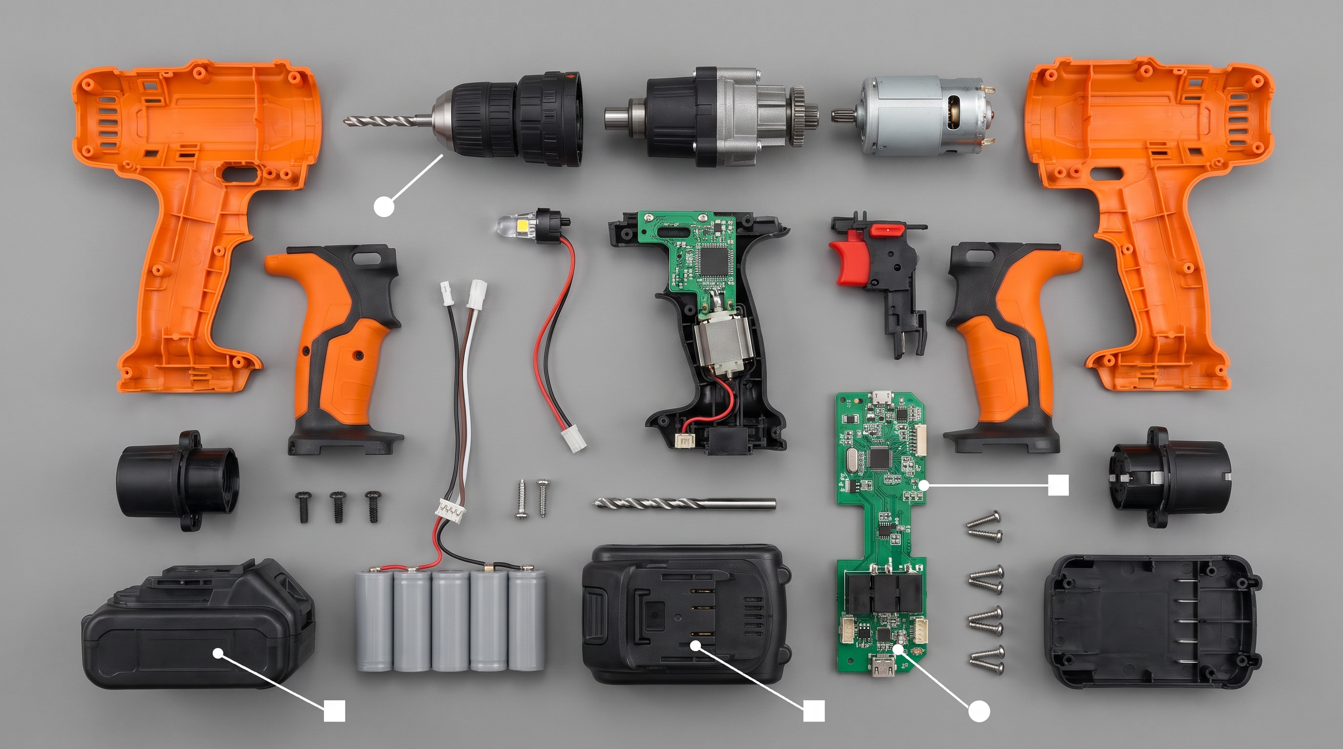 a cordless drill after /disassembly