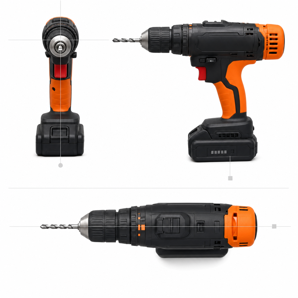 a cordless drill after /orthographic