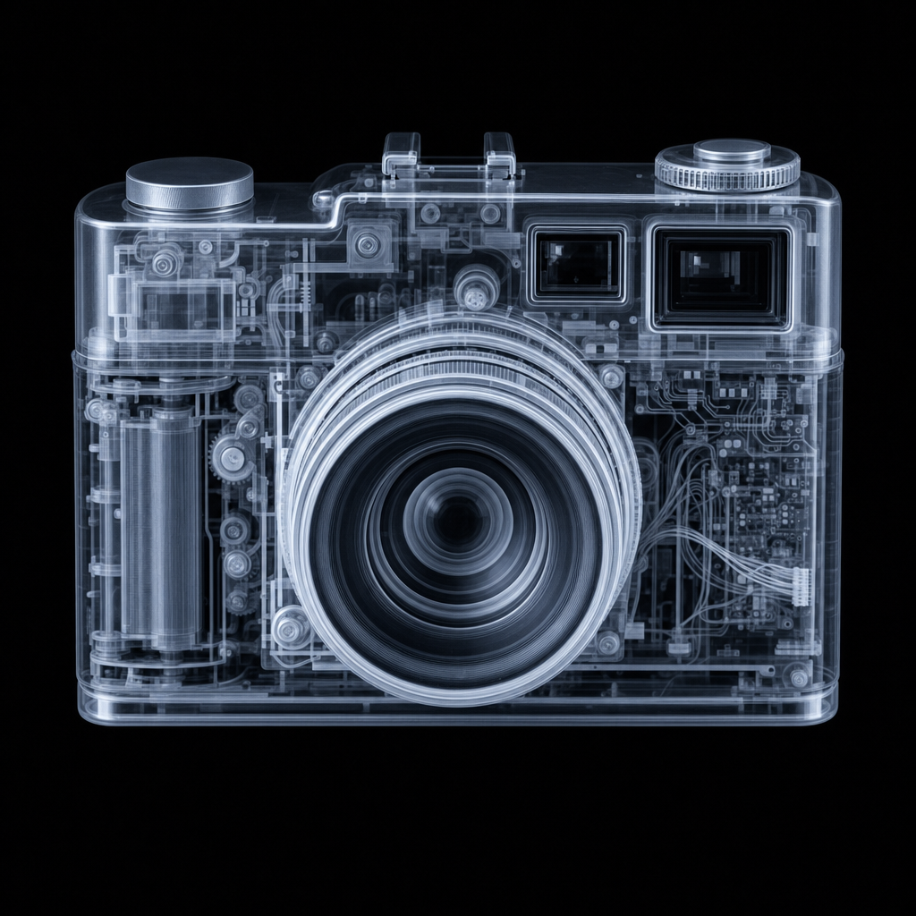 a vintage rangefinder camera after /xray