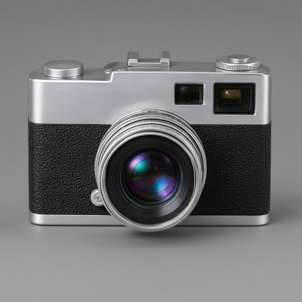 a vintage rangefinder camera before the command