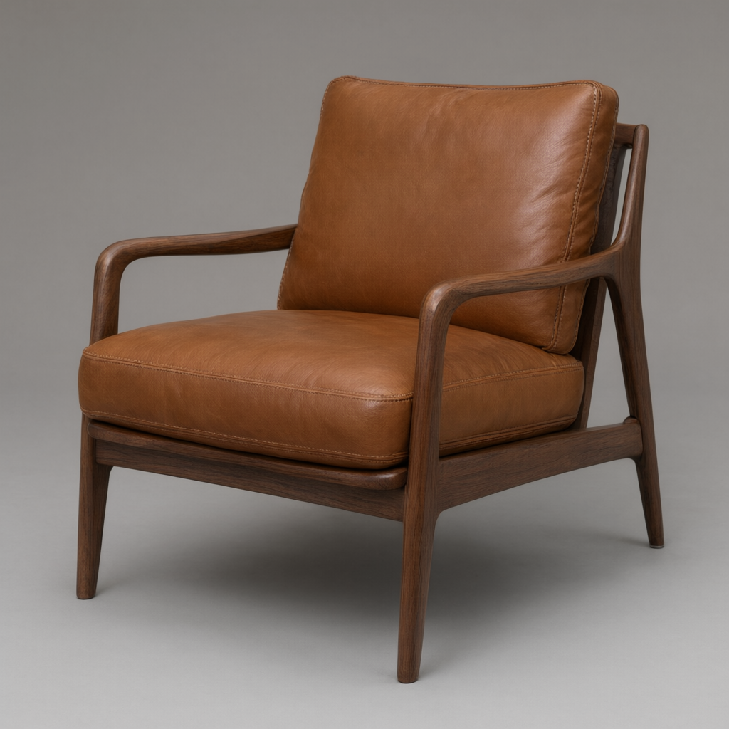 a wooden armchair before the command