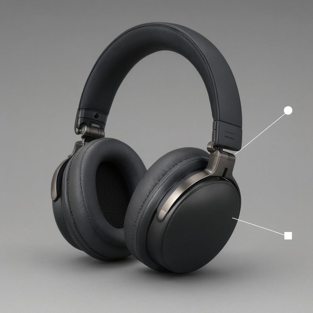 over-ear headphones before the command