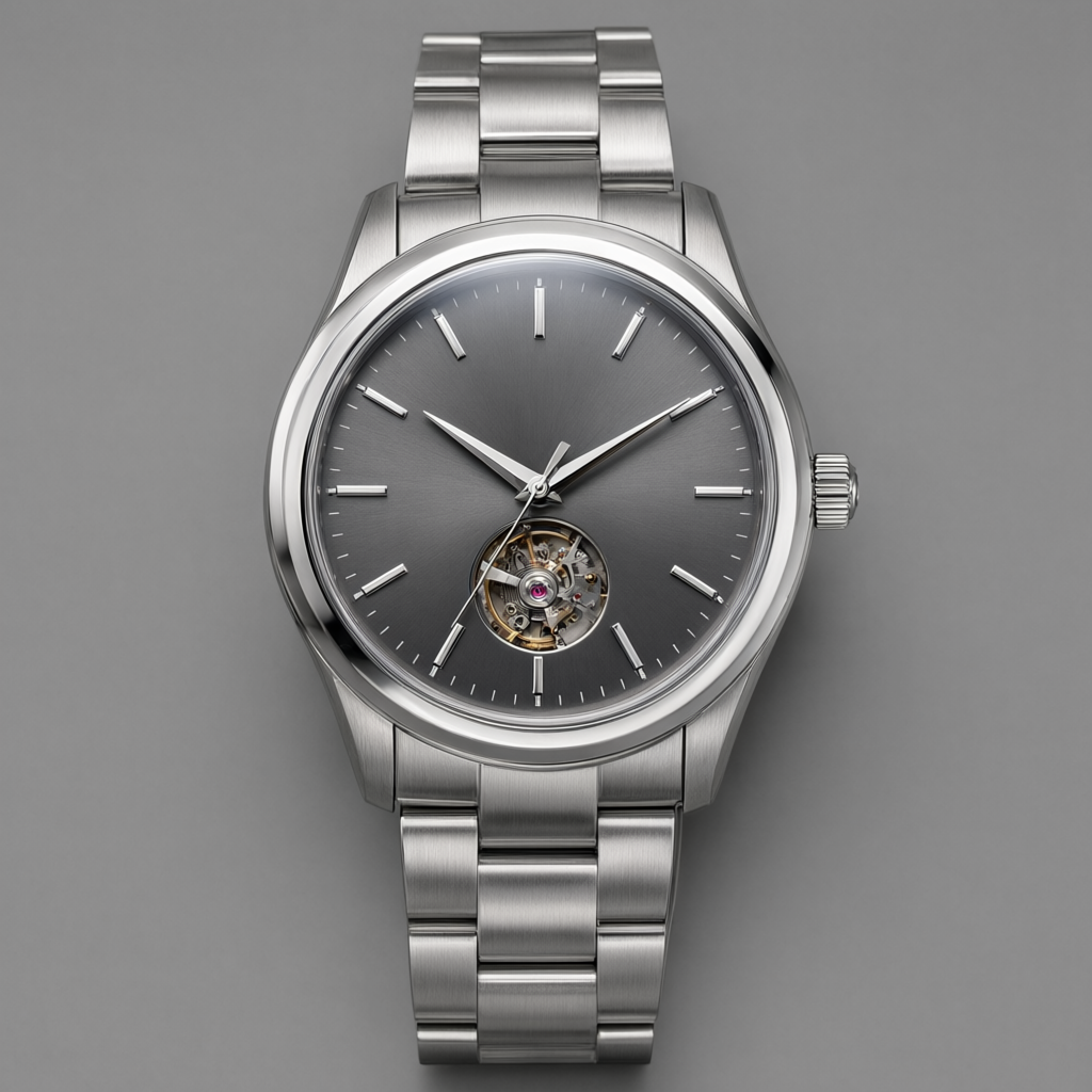 a mechanical wristwatch before the command